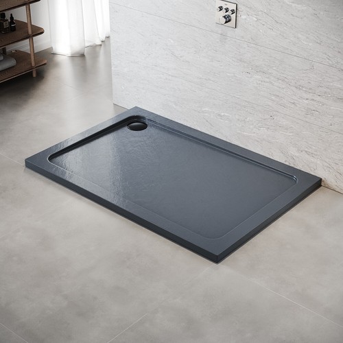 Grey slate effect shower tray - effect,
